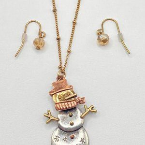 Steampunk Snowman Necklace & Earring Set
